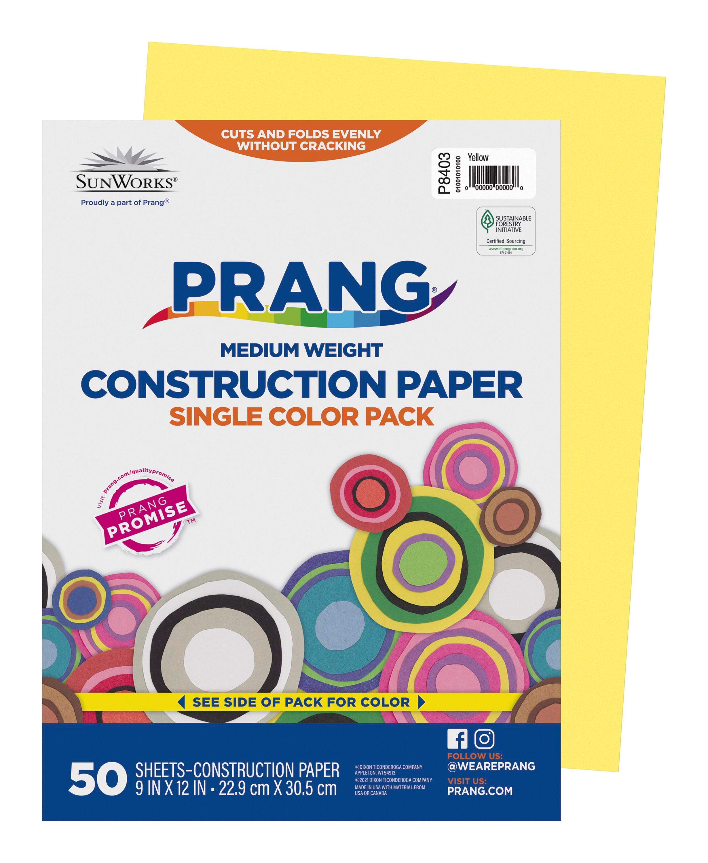Prang Medium Weight Construction Paper, 9 x 12 Inches, Yellow, 50 Sheets 201192